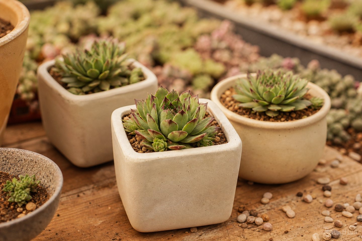 Ceramic pot succulents from Rosary Plant House for gifts and desks
